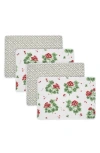 Matouk Reversible Quilted Placemats In Geranium Scarlet/laksha Moss