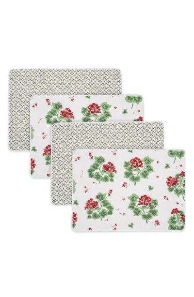 Matouk Reversible Quilted Placemats In Geranium Scarlet/laksha Moss