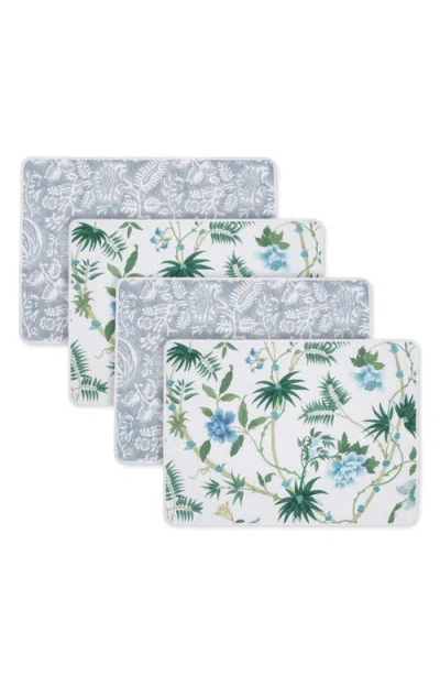 Matouk Reversible Quilted Placemats In Palmyra Emerald/hazy Blue