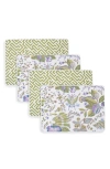 Matouk Reversible Quilted Placemats In Pomegranate Lilac/grass