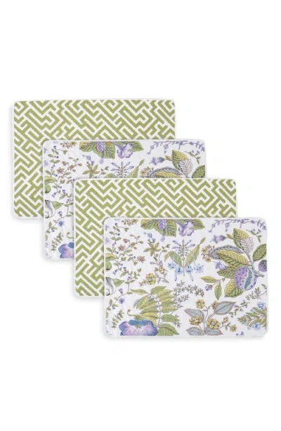 Matouk Reversible Quilted Placemats In Pomegranate Lilac/grass