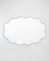 Matouk Scallop Edge Oval Placemat In Ice Blue/navy