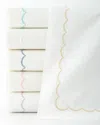Matouk Scallop Full/queen Embroidered 350 Thread Count Flat Sheet In Champagne