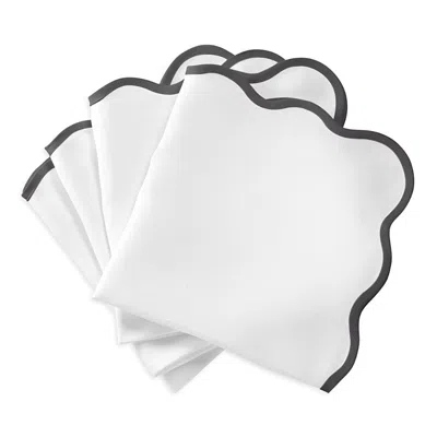Matouk Scalloped Napkins, Set Of 4 In Smoke Gray