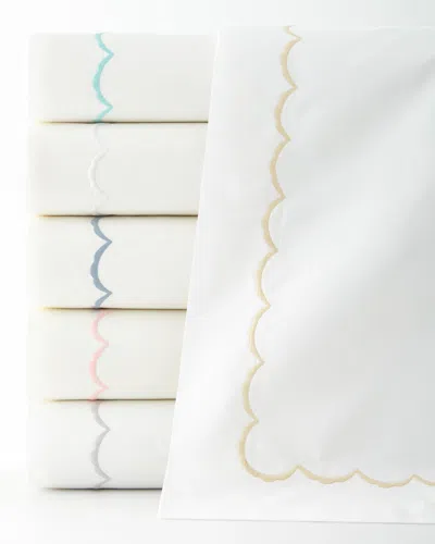 Matouk Scallops Embroidered Duvet Cover, Twin In White/blue