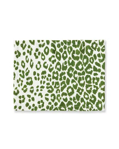 Matouk Schumacher Iconic Leopard Placemats, Set Of 4 In Green