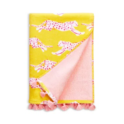 Matouk Schumacher Leaping Leopard Beach Towel In Lemonade