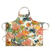 Matouk Schumacher Linen Apron In Chiang Mai Dragon Aquamarine