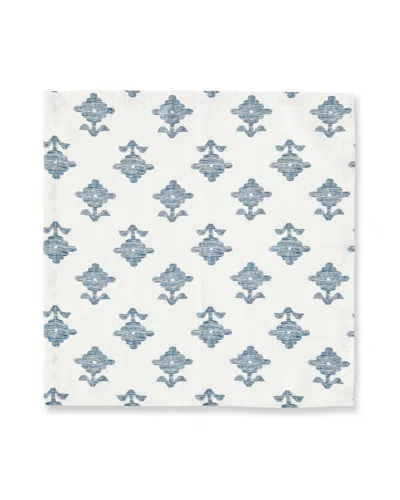 Matouk Schumacher Rubia Linen Napkins, Set Of 4 In Blue