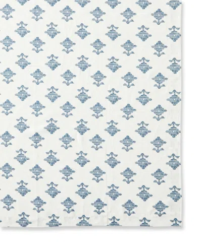 Matouk Schumacher Rubia Linen Tablecloth, 70" X 108" In White/blue
