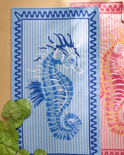 Matouk Schumacher Seahorse Beach Towel In Bermuda Blue