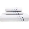 Matouk Serena Embroidered Percale Sheet Set In Blue