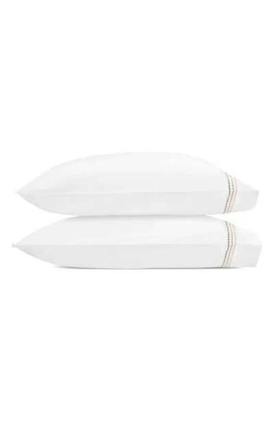 Matouk Set Of 2 Amara Triple Pearl Embroidered Cotton Pillowcase In Sand