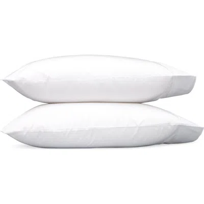 Matouk Set Of 2 Ansonia 500 Thread Count Cotton Percale Pillowcases In White/white