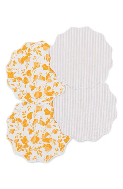 Matouk Set Of 4 Reversible Quilted Placemats In Yellow