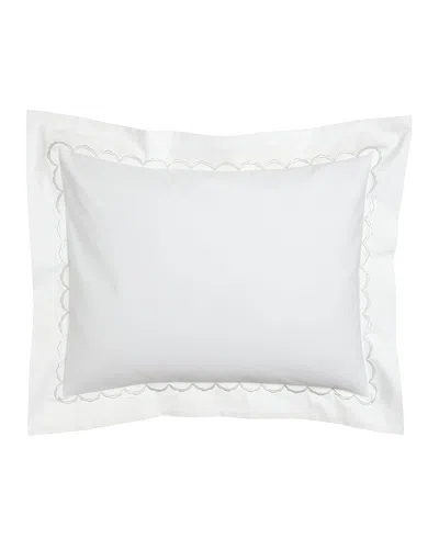 Matouk Standard Scallops Embroidered Sham In Silver