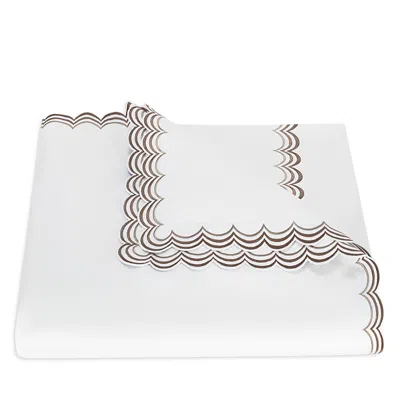 Matouk Stella Scalloped Embroidered Duvet Cover, Full/queen In Brown