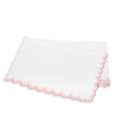 Matouk Stella Scalloped Embroidered Flat Sheet, Full/queen In Pink