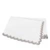 Matouk Stella Scalloped Embroidered Flat Sheet, King In White