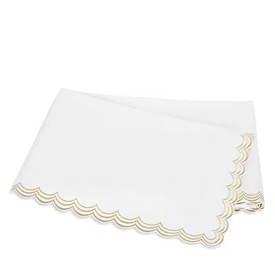Matouk Stella Scalloped Embroidered Flat Sheet, King In White