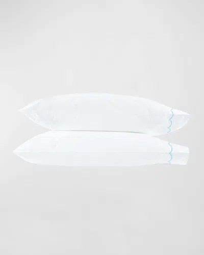 Matouk Two Scallops Embroidered 350 Thread Count Pillowcases, Standard Case In White