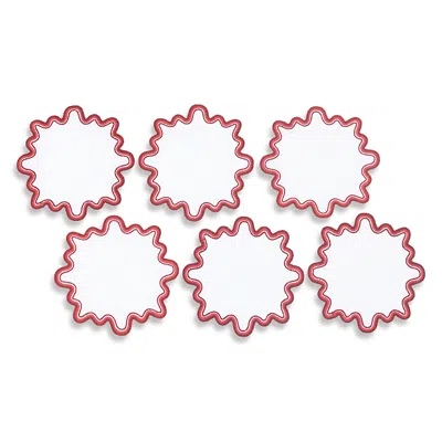 Matouk Wave 6 Round Cocktail Napkins, Set Of 6 In Pink