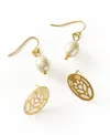 Matr Boomie Adhya Cultured Pearl And Oval Stud Earrings In Brass