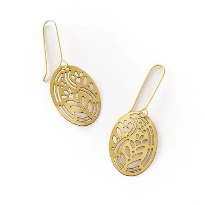 Matr Boomie Adhya Cutout Oval Drop Hook Earrings In Metallic
