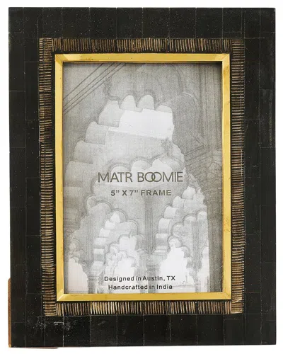 Matr Boomie Andhera 5x7 Carved Horn & Brass Picture Frame In Black
