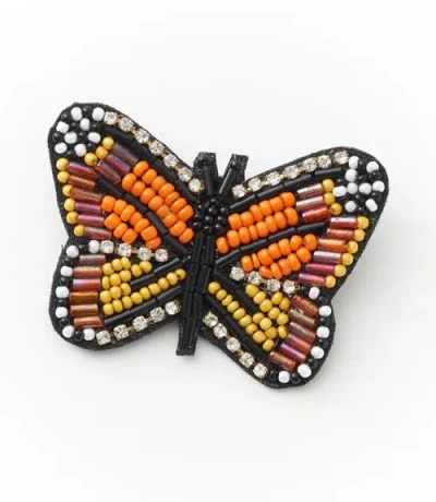 Matr Boomie Bala Mani Beaded Butterfly Brooch Pin In Black