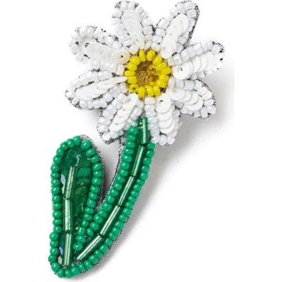 Matr Boomie Bala Mani Beaded Daisy Brooch Pin In Multi