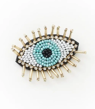 Matr Boomie Bala Mani Beaded Evil Eye Brooch Pin In Gold
