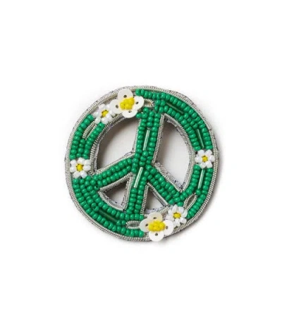 Matr Boomie Bala Mani Beaded Peace Brooch Pin In Green