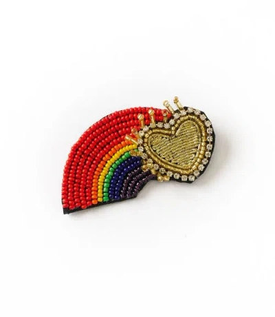 Matr Boomie Bala Mani Beaded Rainbow Brooch Pin In Multi