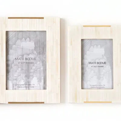 Matr Boomie Bone And Brass Accent Picture Frame Set Of 2 In Neutral