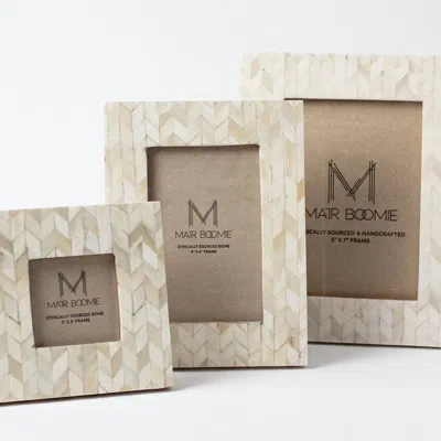 Matr Boomie Bone Chevron Tile Picture Frame Set Of 3 In Brown