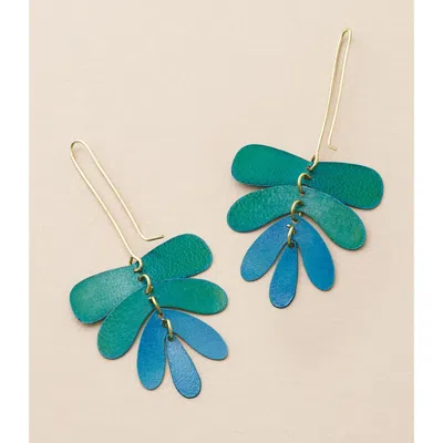 Matr Boomie Chameli Dangling Leaf Earrings In Green
