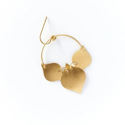 Matr Boomie Chameli Leaf Drop Earrings In Gold