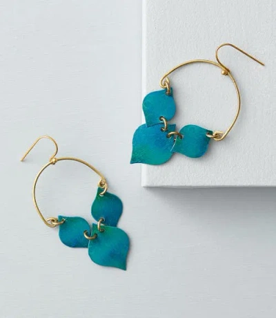 Matr Boomie Chameli Leaf Teal Drop Earrings In Orange