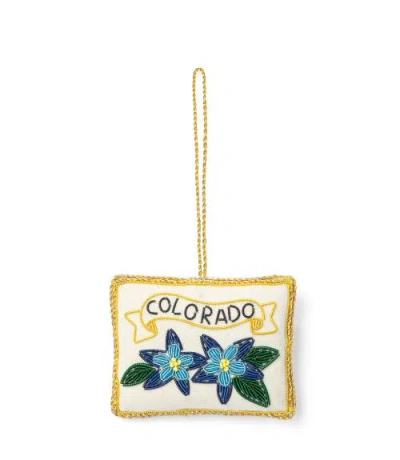 Matr Boomie Colorado State Blue Columbine Beaded Fabric Ornament In Multi