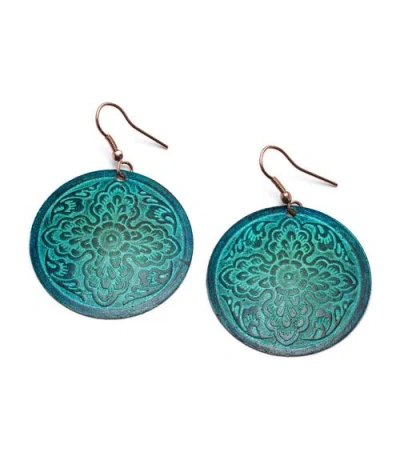 Matr Boomie Devika Teal Disc Drop Earrings In Purple