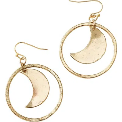 Matr Boomie Diya Crescent Moon Hoop Dangle Earrings In Gold
