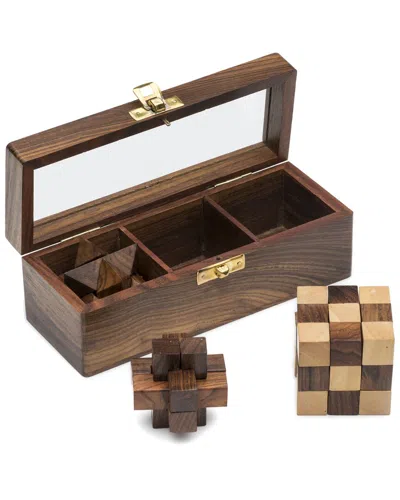 Matr Boomie Geometric Puzzle Game Trio Gift Set In Brown