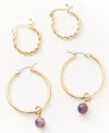 Matr Boomie Gold-tone Hoops Earrings Set In Purple