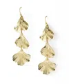 Matr Boomie Gold Tone Sayuri Ginkgo Leaf Triple Drop Earrings In Brass