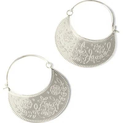 Matr Boomie Haveli Etched Hoop Earring In Silver