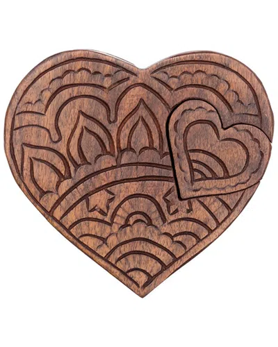 Matr Boomie Heart Puzzle Box Jewelry Holder In Brown