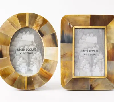 Matr Boomie Horn And Brass Picture Frame Set In Brown