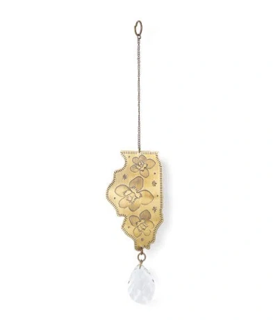 Matr Boomie Illinois State Blue Violet Engraved Suncatcher In Gold