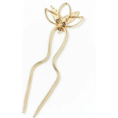 Matr Boomie Kairavini Lotus Hair Pin In Gold
